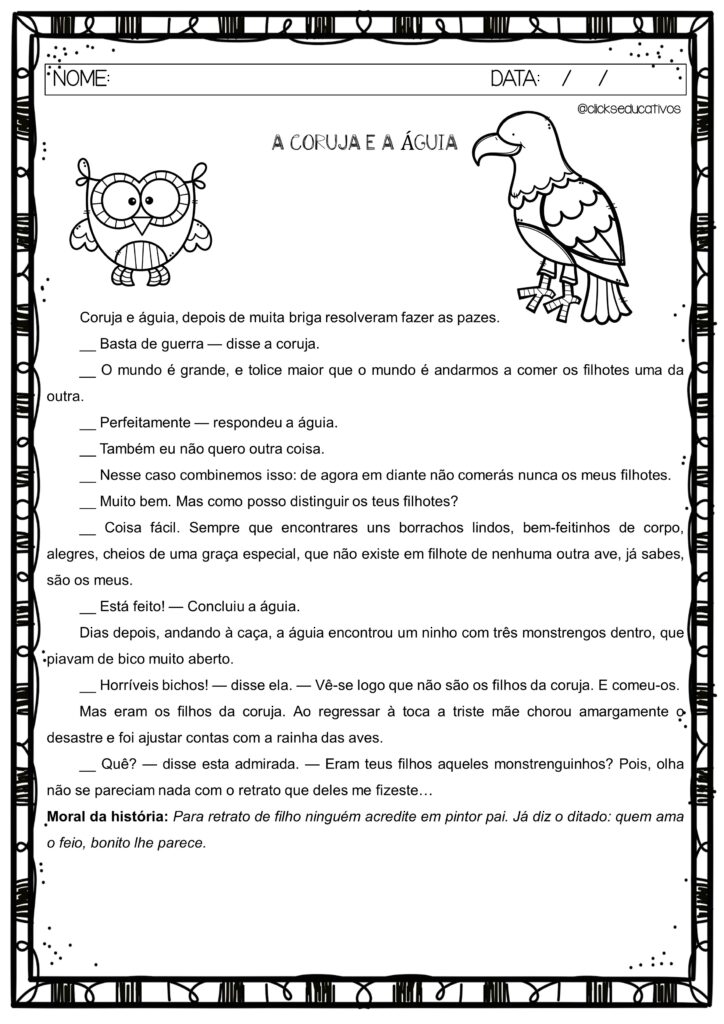 texto com interpretação 3º ano