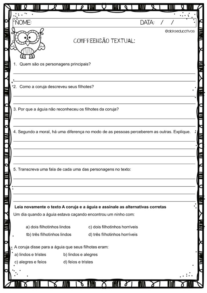 texto com interpretação 3º ano