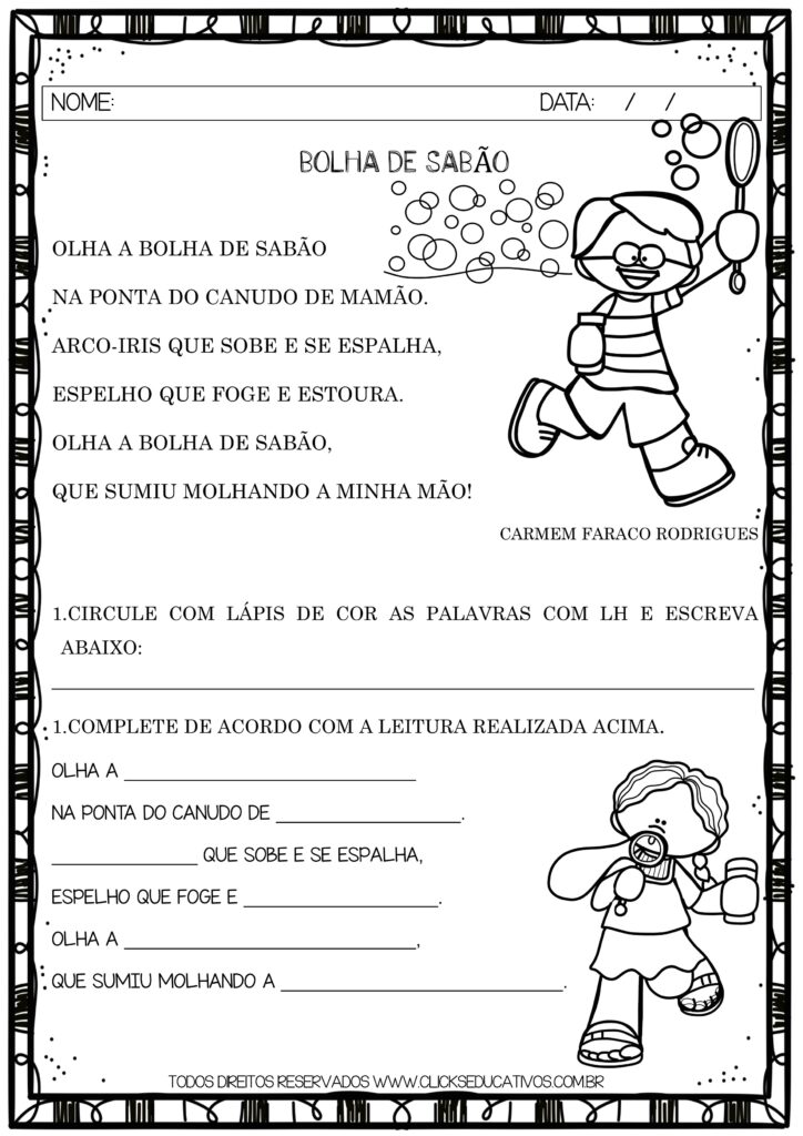 atividades com lh para imprimir