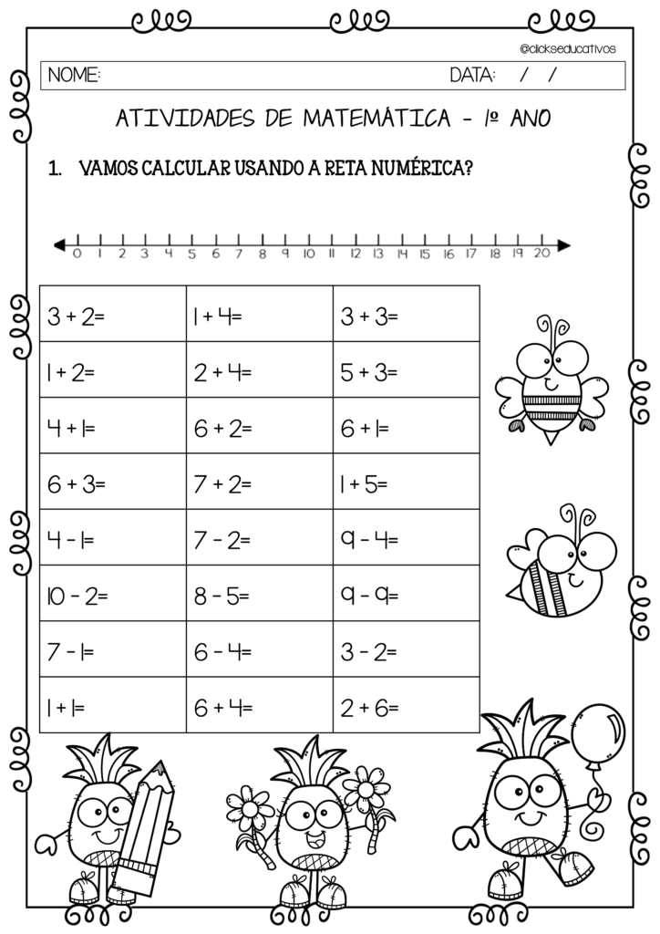 Atividade de matemática para 1 ano e 2 ano, Jogo