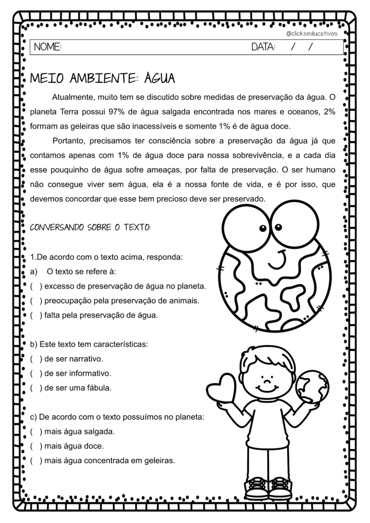 Atividades sobre a água 3º ano