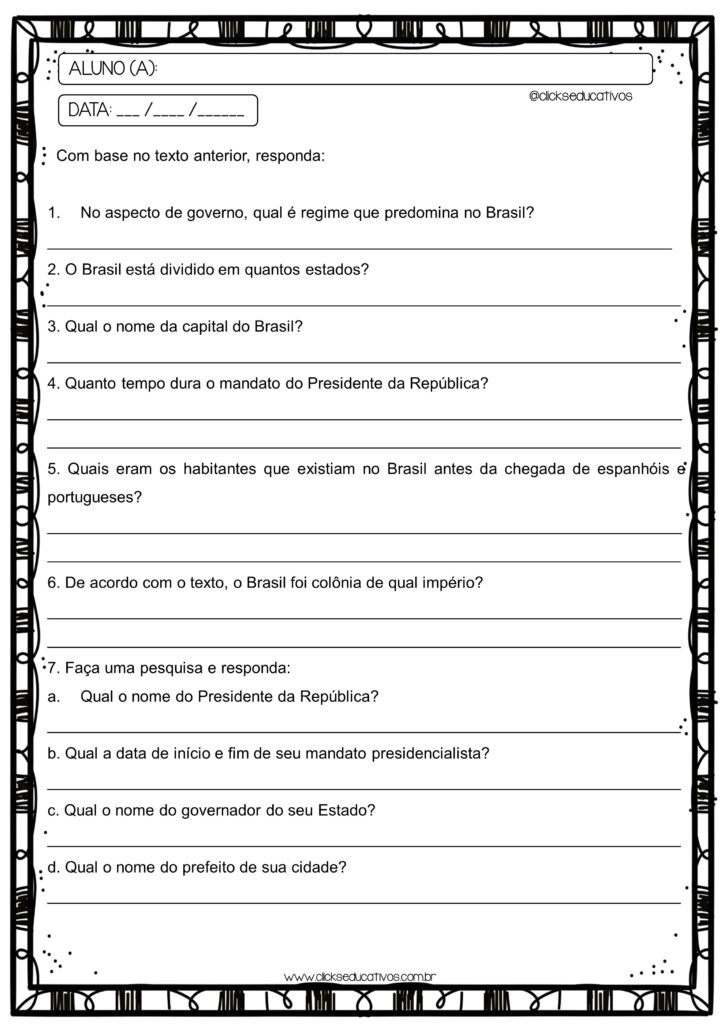 Atividades de Geografia 4º ano