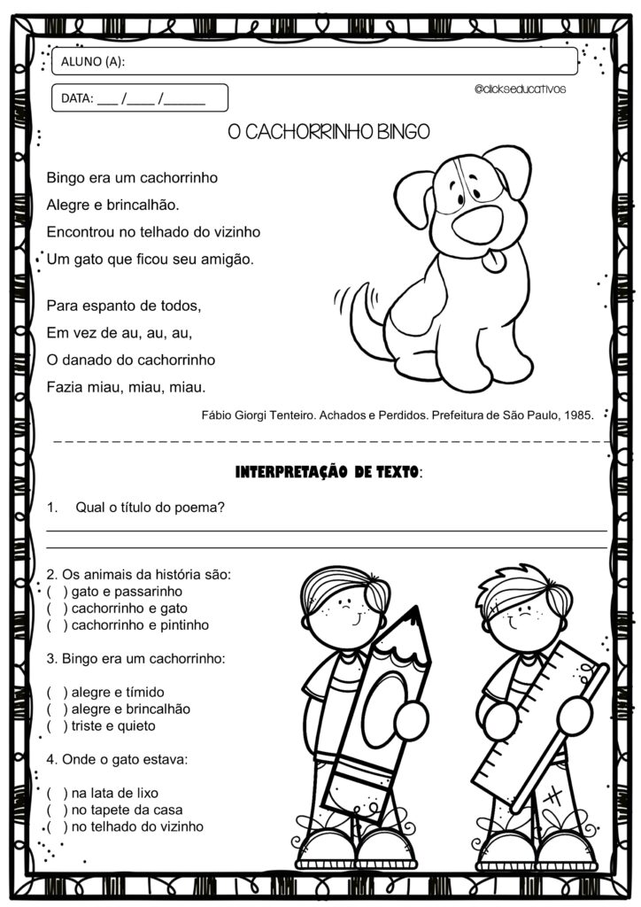 pequenos textos para alfabetização