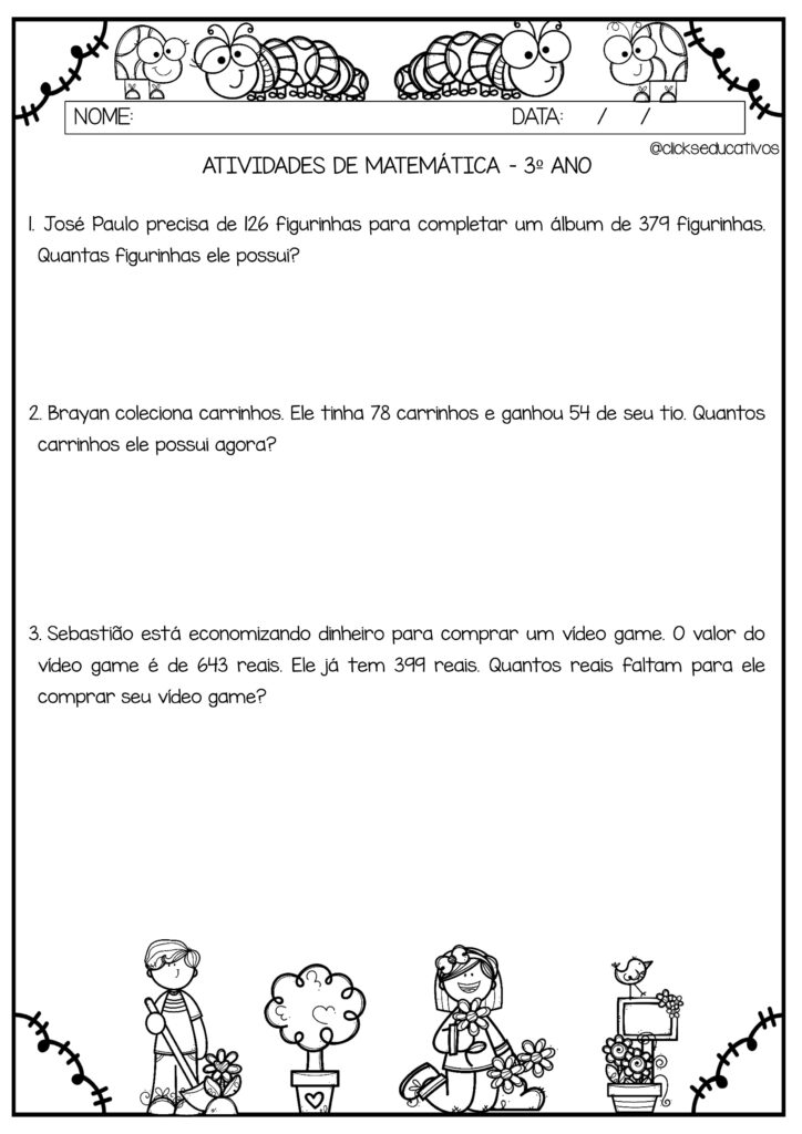 atividades de matemática para 3º ano