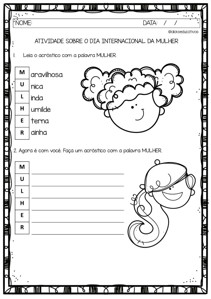 Atividades sobre a mulher