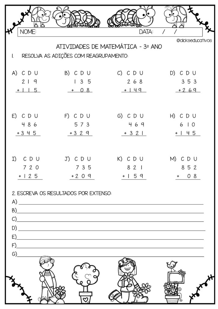 atividades de matemática 3º ano