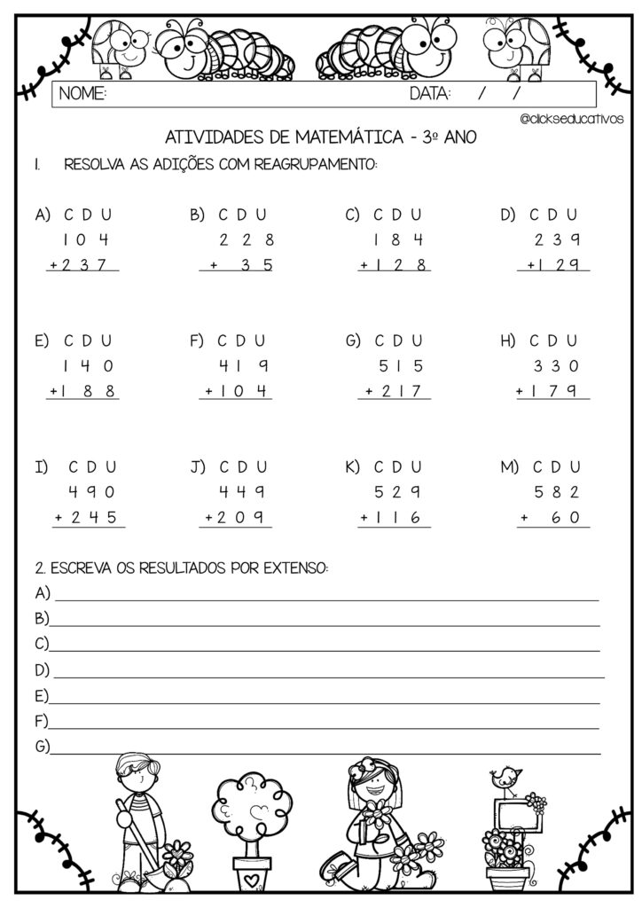 Atividades de matemática 3º ano