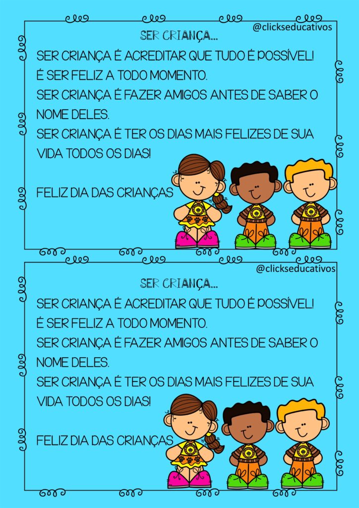 mensagem dia das crianças
