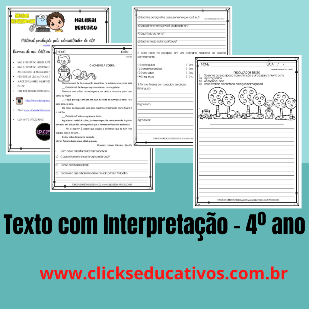 texto com interpretação 4º ano