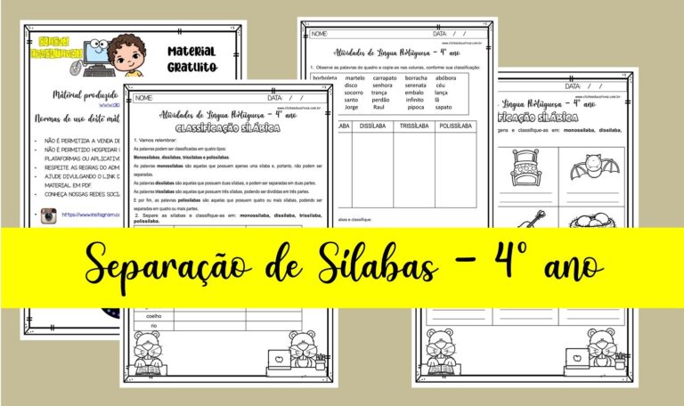 Separação de sílabas 4º ano