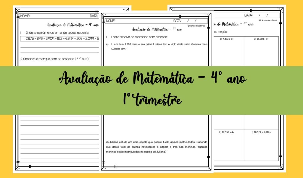 AVALIAÇÃO DE MATEMÁTICA