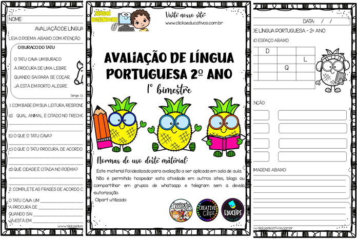 avaliação de português 2º ano