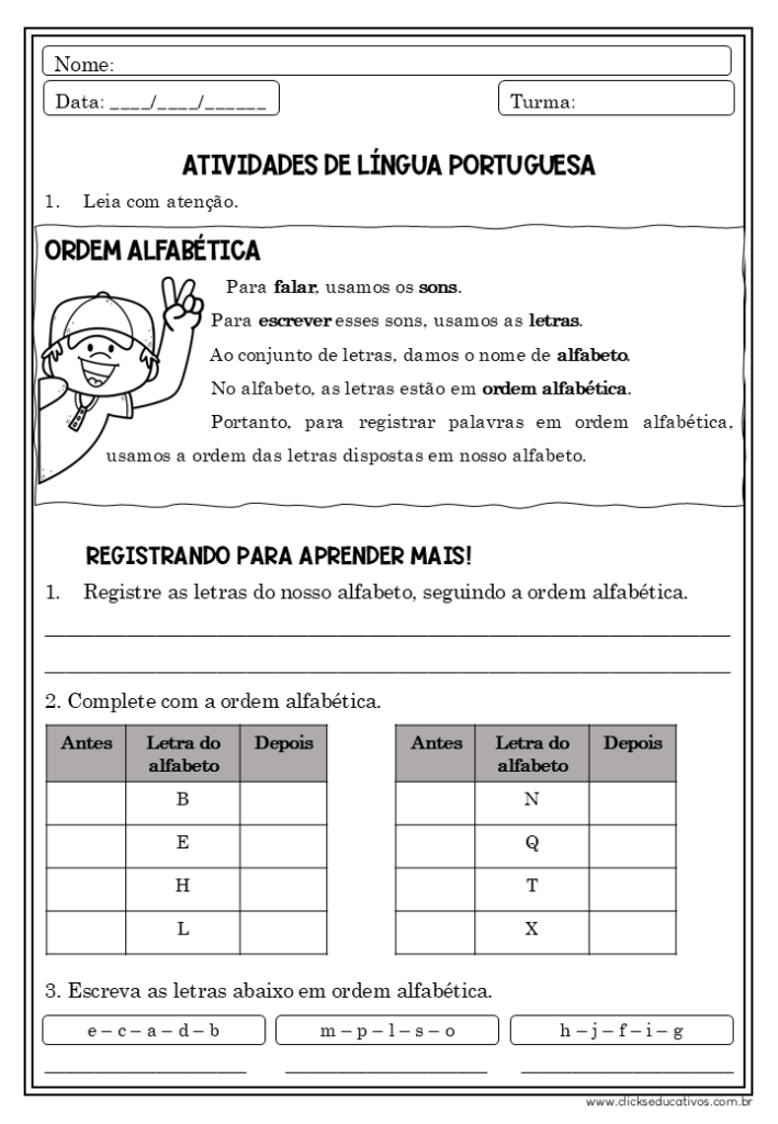 ordem alfabética 2º ano