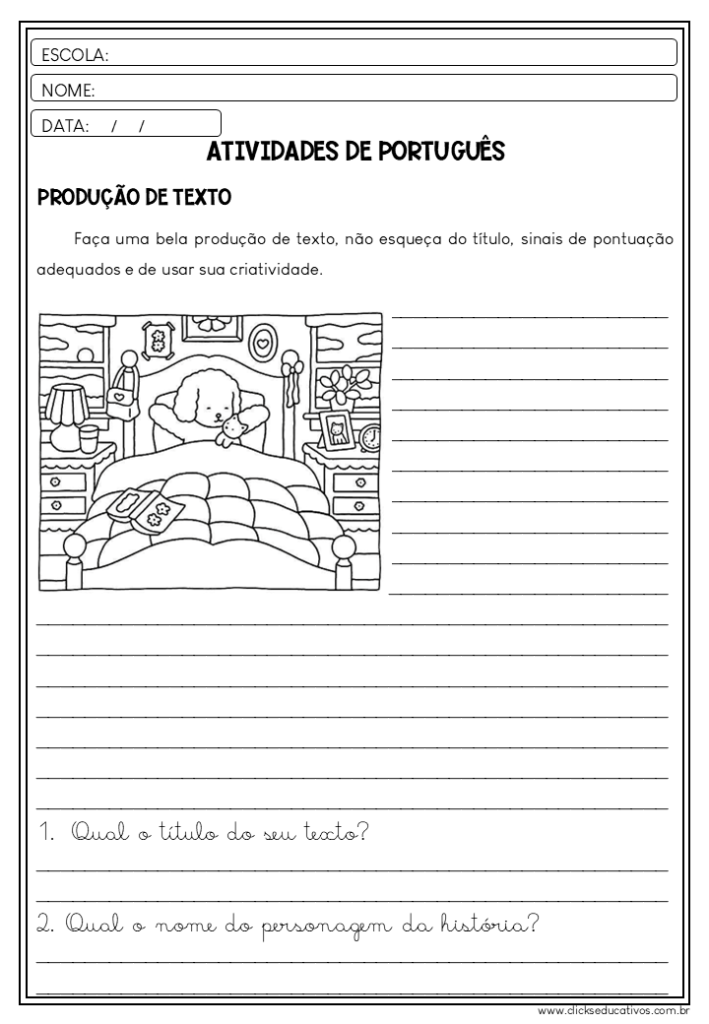 produção de texto para segundo ano