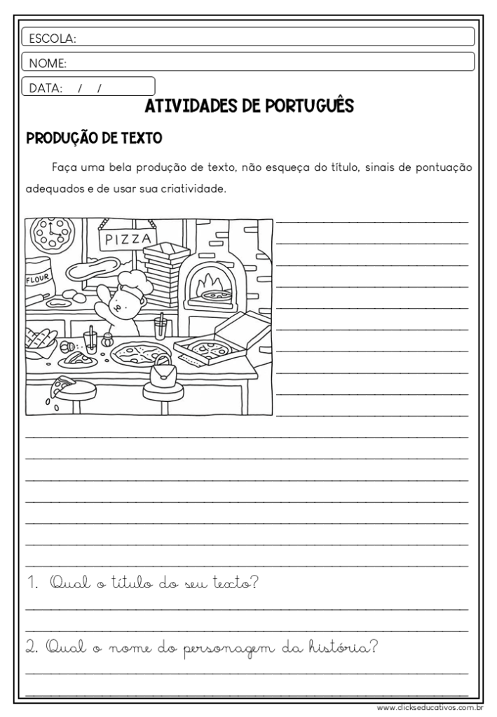 produção de texto para segundo ano