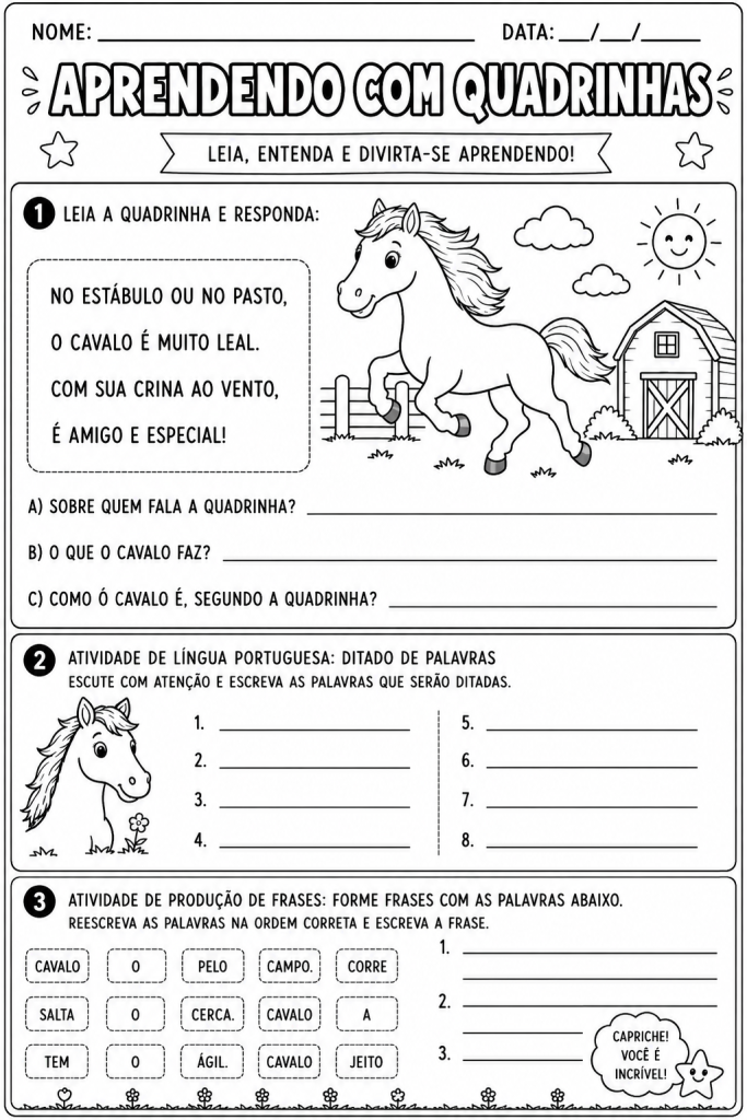 quadrinhas para alfabetização