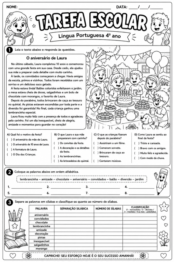 tarefa de português