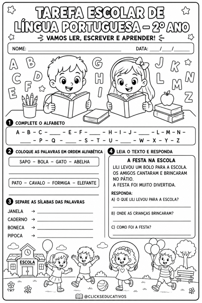 tarefa domiciliar segundo ano