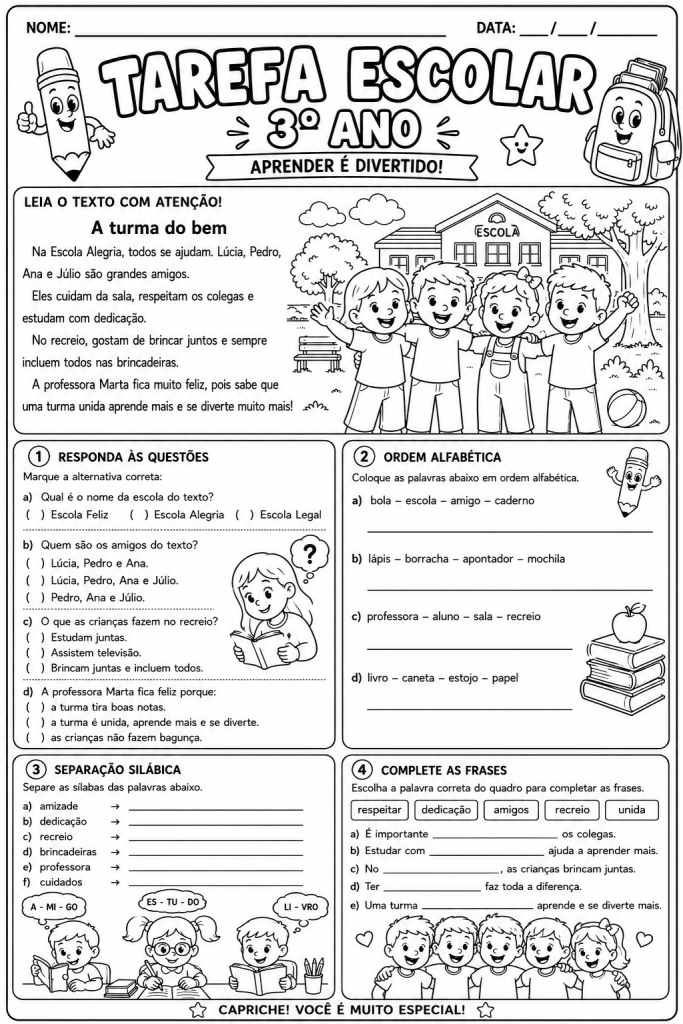 tarefa escolar terceiro ano