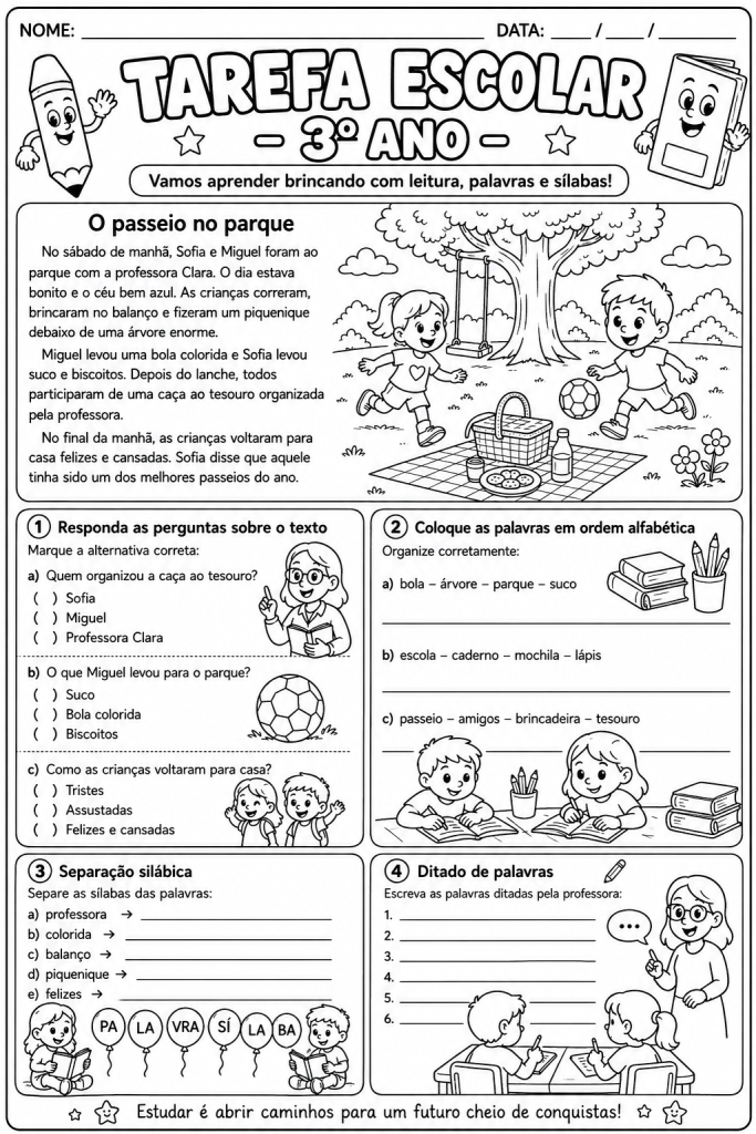 tarefa escolar terceiro ano