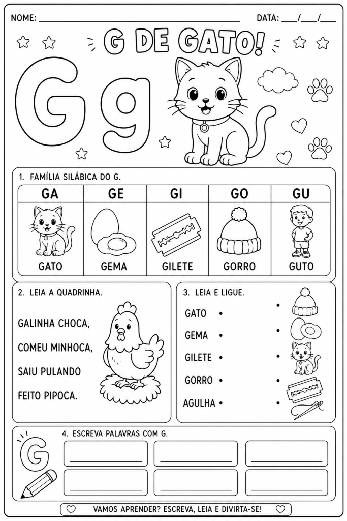 Atividades com a Letra G