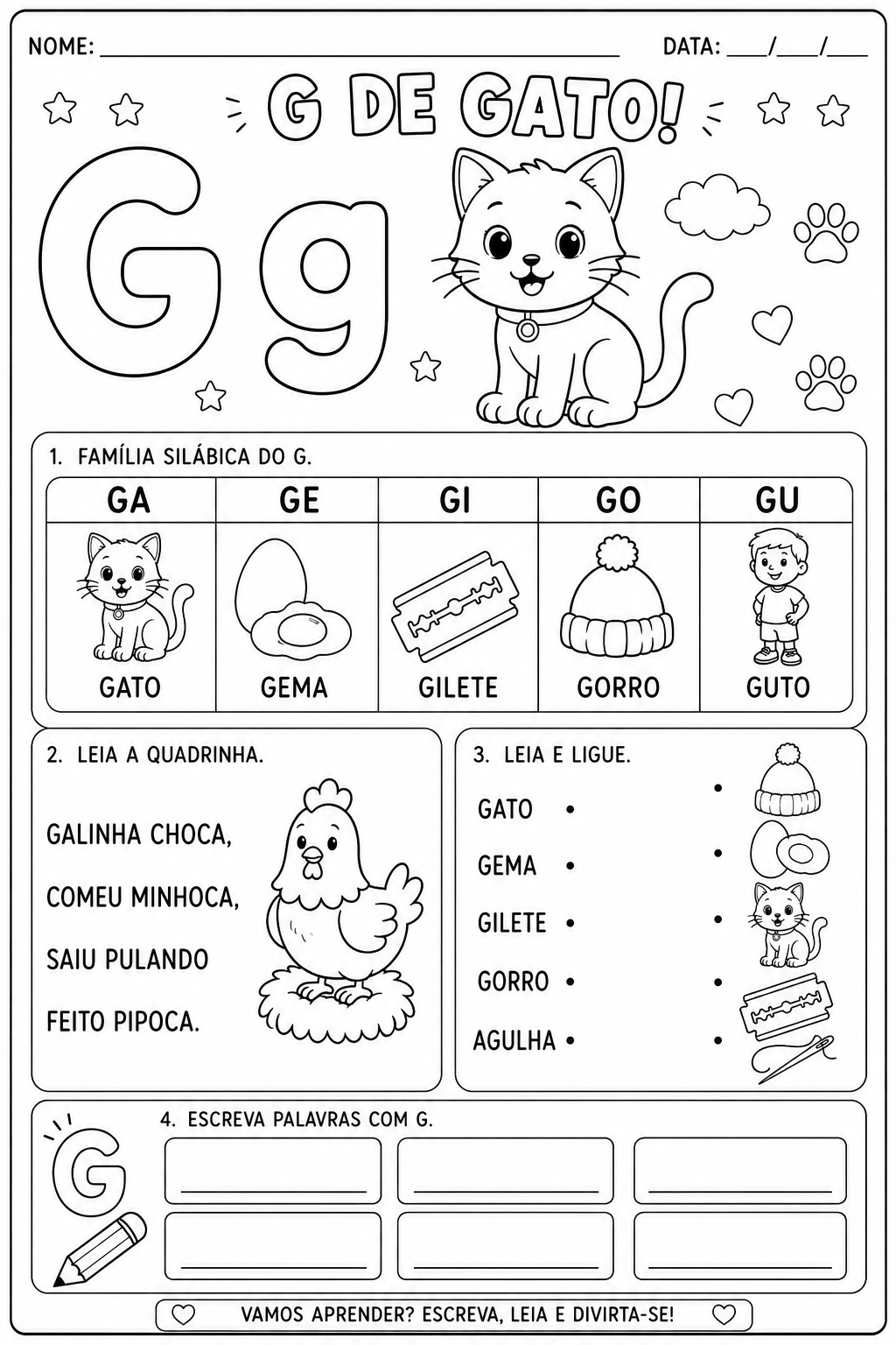 Atividades com a Letra G - 1º ano