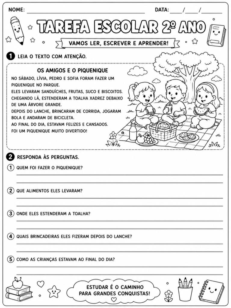 atividades para segundo ano