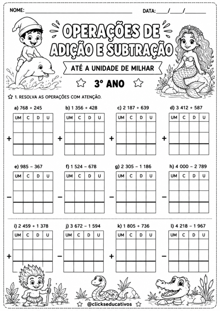 adição e subtração