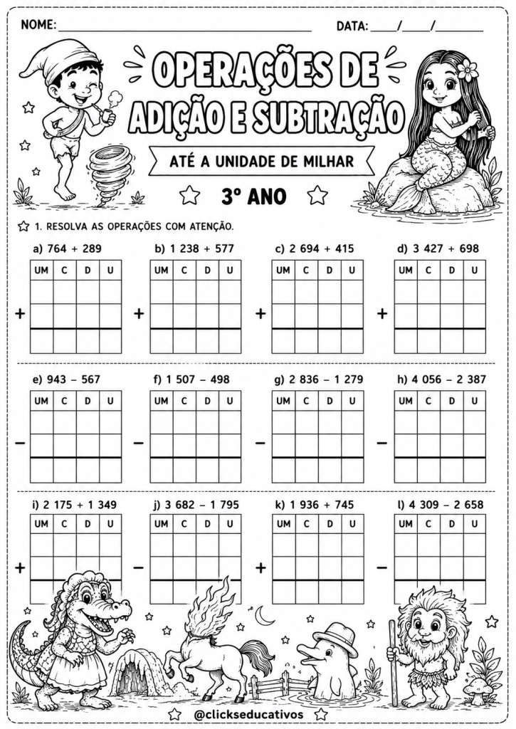 adição e subtração