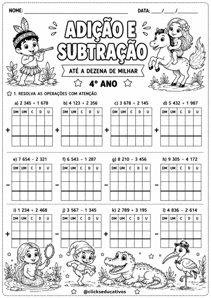adição e subtração 4º ano @clickseducativos