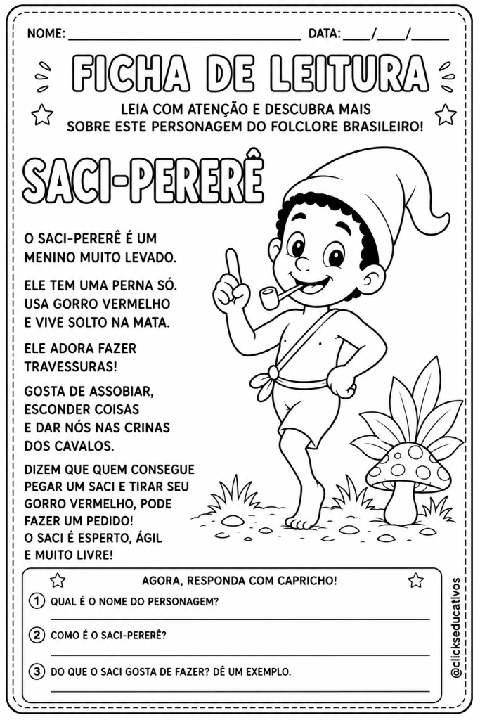 atividades sobre folclore brasileiro