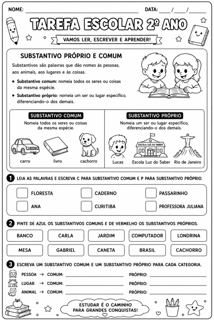 atividades com substantivos