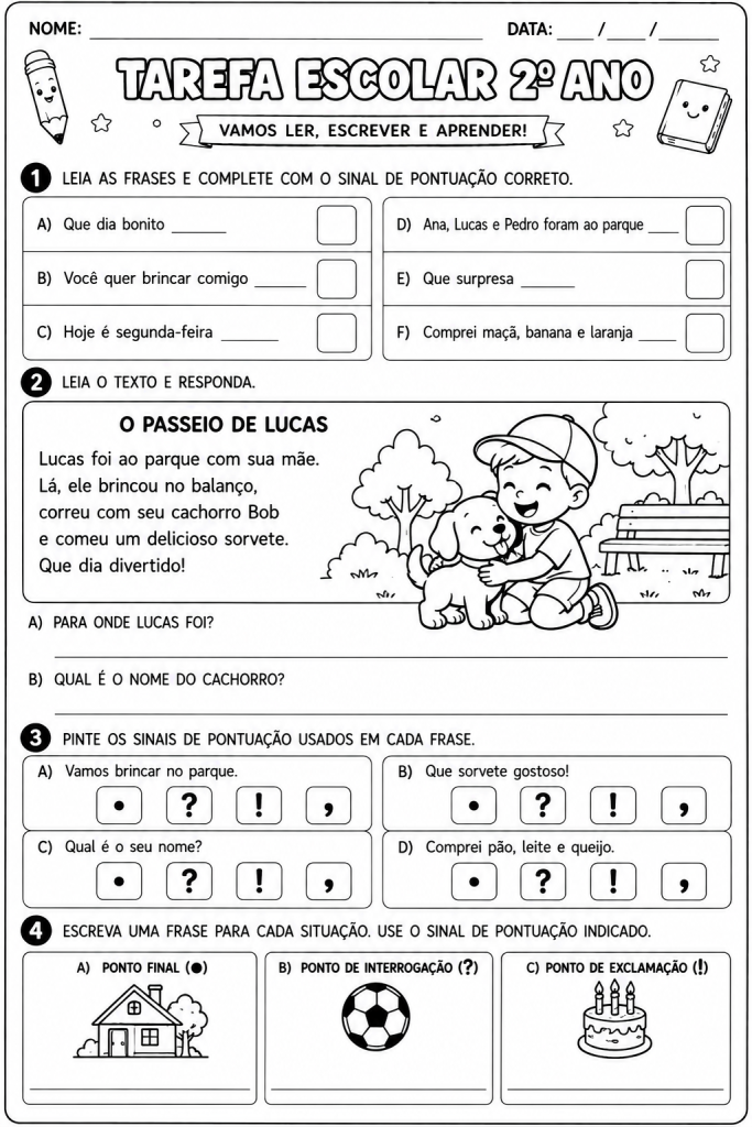 atividades de pontuação 2º ano